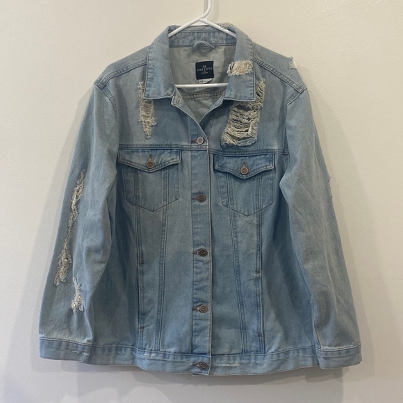 ONE5ONE Distressed / Ripped Denim Jacket 100% Cotton - Picture 1 of 14